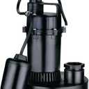 Leo Pump Thermoplastic Sump Pump with Top Suction Design, Vertical Float Switch, and Corrosion-Resistant Construction - Ideal for 14" Basins - Includes 1-1/2 NPT Discharge & Adapter, 1/3HP 115V/60HZ