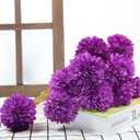 Tinsow 12 Pcs Artificial Flowers Purple Faux Ball Chrysanthemum Bouquet Flowers Wedding Bouquet for Home Garden Party Wedding Decoration