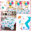 Gilprop 4 Packs Italian Summer Party Decorations Plastic Tablecloths Waterproof Disposable Table Covers Bachelorette Party Tablecloths Wavy Floral Stripe for Birthday Baby Shower Decor 54x108 Inch