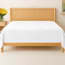 Twin XL Size Flat Sheet - Hotel Quality Top Flat Bed Sheet Only - Ultra-Soft, Breathable & Cooling - Fade & Wrinkle Free - Easy-Care, Stain & Shrink Resistant Bedding - Easy-Fit and Oeko-Tex - White