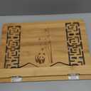 MEGREZ Bamboo Book Stand (13.2 x 9.4 inch) for Reading, Kitchen Cookbook Holder, Adjustable for Tablet/Textbook, Hollow Bookrest, Panda