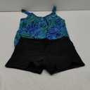 Yonique 2 Piece Swimsuit for Women Blouson Tankini Top with Shorts Tummy Control Bathing Suit (X-Large, Blue Leaves)