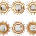 Namalu 6 Pcs Sunburst Mirror for Wall Decor, Small Circle Sun Decorative Mirror Hanging for Art Entryway Home Decor Bathroom Bedroom Living Room(Classic, Gold)