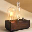 Waterless Diffuser for Essential Oil - Retro Glass Scent Diffuser with Light for Home Large Aromatherapy Machine Battery Operated Auto-Off for Large Room Bedroom Hotel Wood Cordless Mini Diffusers