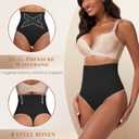 Tummy Control Shapewear Underwear for Women,Seamless High Waist Thong Panties, Compression Faja Body Shaper Shorts (Black, M)