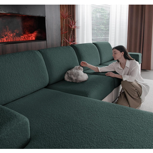 OHSIO Couch Cushion Covers for Sectional Sofa, Stretch Soft Sofa Slipcovers Washable Wear-Resistant Universal Furniture Protector for Living Room(1 Piece Back Couch Cover, Green)