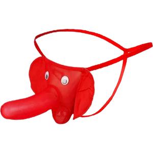 Mens Lingerie Elephant Trunk Thong for Men G-String Funny Christmas Valentine's Day Gifts Ideas Red