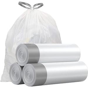 Small Trash Bags 4 Gallon, 360 Count -1.2 Mil Drawstring Mini Garbage Bags, White Plastic Trash Can Liners for Bathroom Accessories, 15 Liter, Bedroom, Dorm Room Essentials, Office