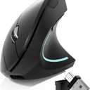 Bluetooth Mouse,Type-c and USB 2.4G Wireless Vertical Mouse Rechargeable Ergonomic Mouse, 800/1200 /1600 DPI, Buttons for Laptop, Desktop, PC, MacBook,Mac Computer (Black)
