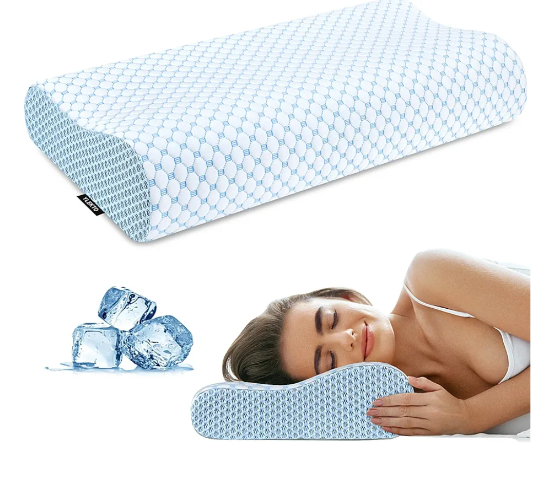 Cervical Pillow for Neck Pain Relief, Contour Memory Foam Pillows for Sleeping, Odorless Ergonomic Pillow Adjustable Orthopedic Cooling Pillow Bed Pillow Neck Support for Side Back Stomach Sleepers
