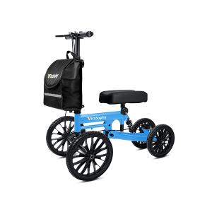 All Terrain Knee Scooter with Disc Brakes, Steerable Knee Walker for Adults for Foot Surgery, Broken Ankle- Foldable Knee Rover Scooter for Broken Foot Injured Leg Crutch, Blue