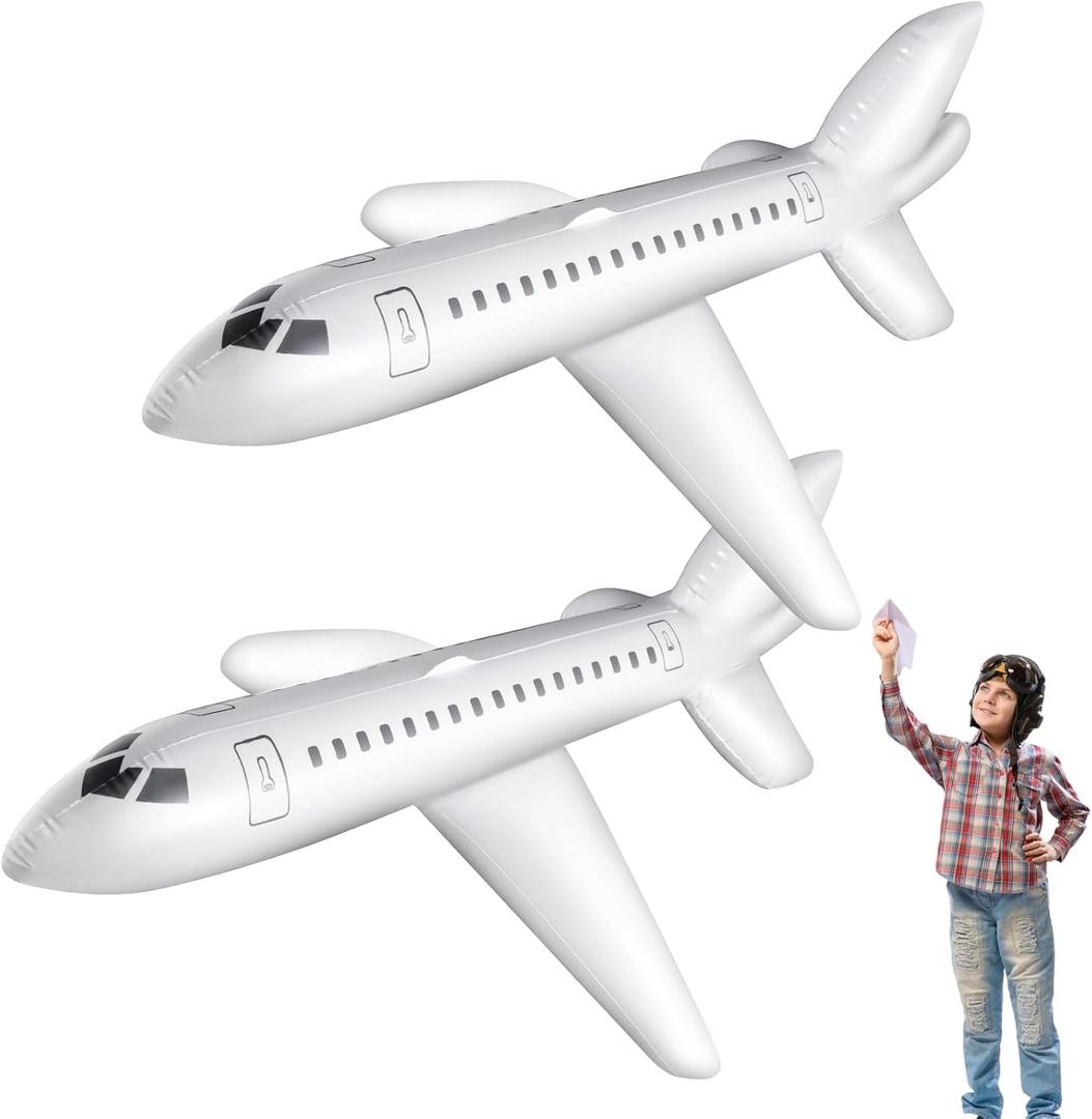 Syhood White 2 Pcs 79 Inch Large Inflatable Airplane Balloon Airplane Aviation Themed for Outdoor Birthday Party Gifts Swimming Pool Decorations Toys