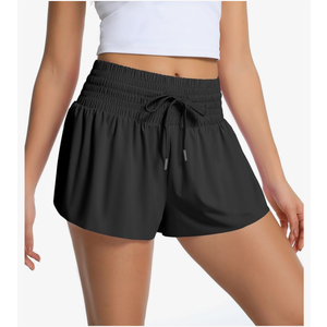 OVESPORT Women's 2-in-1 Athletic Shorts Liner Pockets Tennis Skort High Waisted Athletic Running Skorts Gym Yoga Workout, Large, Black 