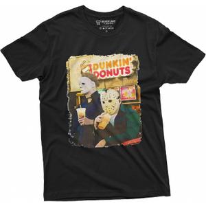 Halloween Movie Inspired T-Shirt Michael Myers Drinking Coffee Funny Humorous Tee for Him (Black)