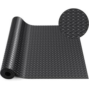 Breling 20 in x 10 ft Rubber Diamond Plate Rolls Garage Floor Mat for Under Car, Heavy Duty Flooring Rug for Trailers Garage, PVC Water/Stain Outside Resistant Parking Rv Tool