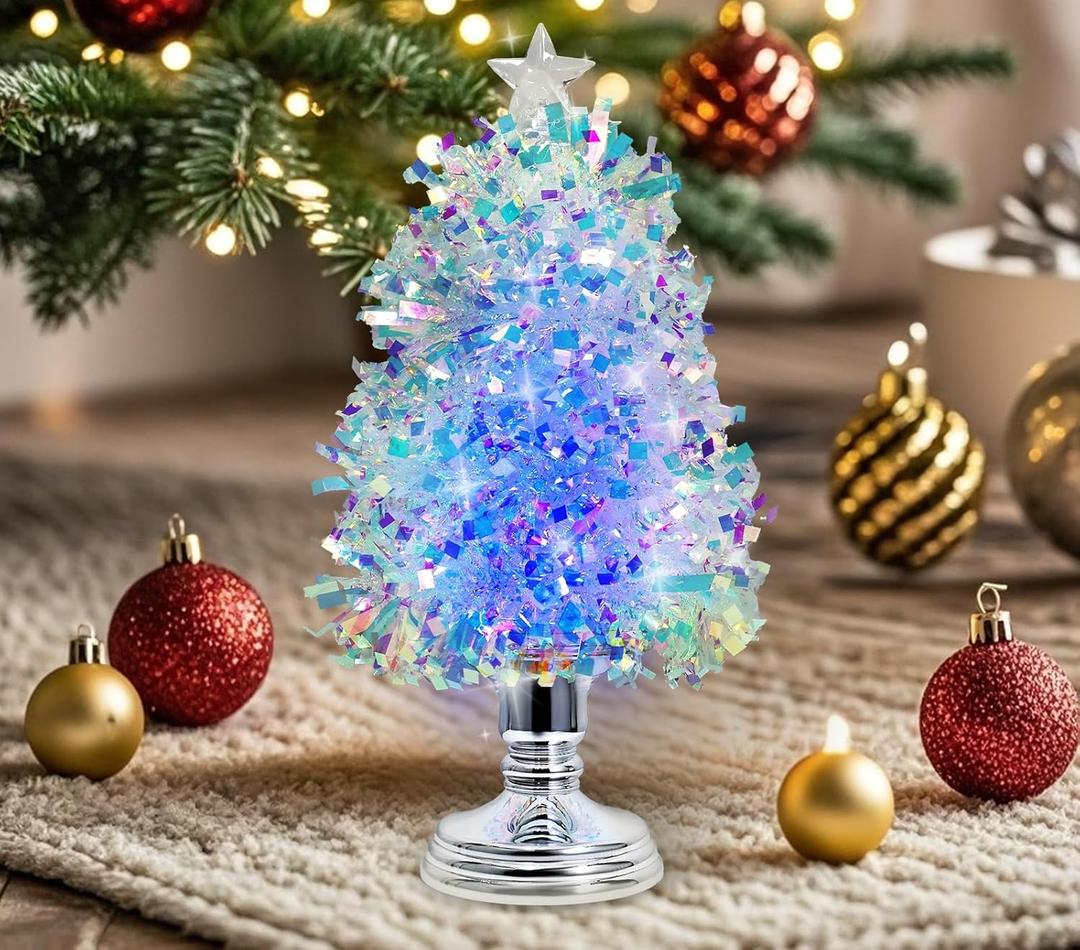 Christmas Tree Decoration with 6H Timer RGB Coloring Lighting Changing or Warm Light 3 AA Battery & USB Operated for Christmas Festival Decorations Gifts (Colorful Tree)