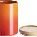 Sweejar Ceramic Food Storage Jar, Stackable Kitchen Canisters, Containers with Airtight Seal Wooden Lid for Serving Coffee Bean, Flour, Tea, Cookies, Spice and More - 58 Fl Oz (Gradient Orange)
