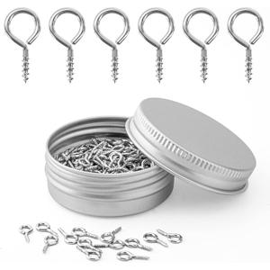 Weico 300pcs Screw Eye Pins Hooks, Small Metal Hoop Eye Pin Screws for DIY Jewelry, Charm Bead Pieces/Arts & Crafts Projects/Cork Top Bottles/Charm Bead Pieces(10X5mm) (silver)