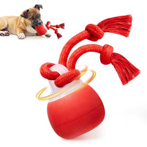 Potaroma Interactive Dog Ball Toys Touch Activated, Rechargeable, Squeaky Dog Toy, Moving Ball for Pup with Rope for Medium Small Dogs Puppy Dark Red