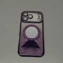 Magnetic Glitter Case for iPhone 17 Pro Max,[Compatible with MagSafe] Bling Sparkly Diamond with Camera Protector &Butterfly Stand &Makeup Mirror Women Girls Case for iPhone 17 Pro Max,Purple