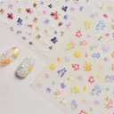 1 Sheet Flower Nail Stickers for Nail Art Colorful Flower Nail Stickers Spring Floral Plant 3D Self-Adhesive Nail Decals Supplies Manicure Floral Decal for Women Nails Art Decoration