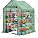 Walk-in Greenhouse for Outdoors, Thickened PE Cover & Heavy Duty Powder-Coated Steel, Mesh Door & Screen Windows, 14 Sturdy Shelves 4.7x4.7x6.4 FT, (GHW002G)