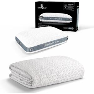 Bedgear Storm 2.0 Cooling Pillow & Ver-Tex Mattress Protector Bundle  Ideal for Hot Sleepers, All-Position Pillow with Washable Cover & Waterproof Cooling Mattress Cover