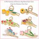 6 Pcs Metal Flower Tulip Clips with Strong Hold for Long, Thick & Curly Hair - Cute Strawberry, Butterfly Jaw Hair Clamps for Fashion & Big Hair Styles - For Women and Girls