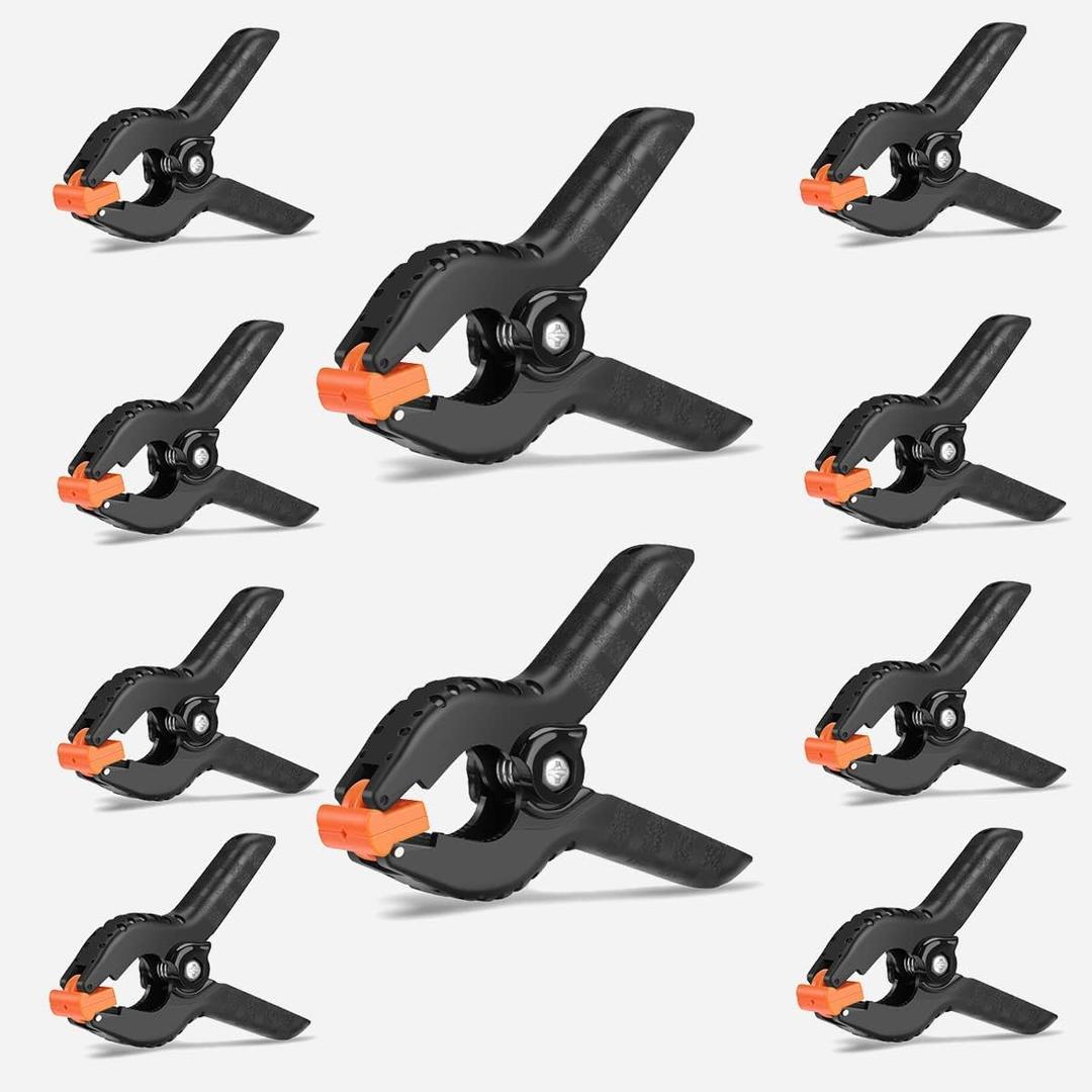 Spring Clamps, 10 Pack 4.5in Professional Plastic Heavy Duty Spring Clips for Crafts, Backdrop Clips Clamps for Backdrop Stand ,Photography Studios, Woodworking, Home Improvement