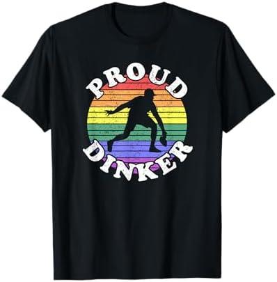 Retro LGBT Proud Dinker Pickleball Player T-Shirt L
