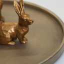 DN DECONATION Golden Polyresin Bunny Decor Rabbit Figurines, Easter Bunny Statue Set of 3 for Spring Tabletop Decor