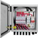 PV Combiner Box, 6 String Solar Combiner Box with 15A Rated Current Fuse, Surge Protective Device and 63A Air Circuit Breaker for On/Off Grid Solar Panel System, Pre-Wired Cable, Metal Box
