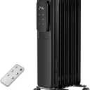 Oil Filled Radiator Space Heater, 1500W Electric Portable Heaters for Indoor Use, Touch Screen, LCD Display, 24H-Timer, Overheat & Tip-Over Protection (Black)
