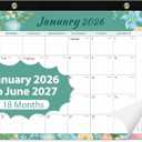 3 x 2026 Desk Calendar, Monthly Calendar, 18 Months (Jan 2026 - Jun 2027), Large Desktop Calendar 17" x 12" for Home, Office or School, Watercolor Floral