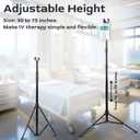 TidyFriend Steel Tripod IV Pole, Portable IV Pole Stand, Adjustable 30 72 in Height, Collapsible Stand with 2 Hooks & 3 Legs, Lightweight & Travel Friendly, For Home, Hospitals & Clinics (Black)