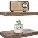 BGMG Wood Floating Shelves for Wall 12 inch Set of 2,Distressed Rustic Wooden Wall Mount Shelves for Bathroom Living Room Bedroom Kitchen Farmhouse-12x6.7x1.25 inch-Walnut