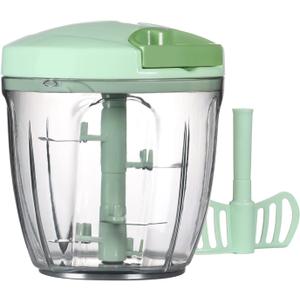 Cambom Manual Food Chopper Vegetable Cutter, Hand String Vegetable Chopper Onions Cutter for Vegetable Fruits Nuts BPA Free Food Safe Material, 900ml Green