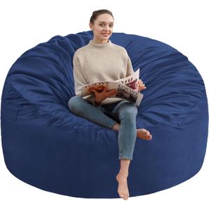 3FT Bean Bag Chair, Comfy Bean Bag Chairs with Memory Foam Filled, Fluffy Beanbag Sofa with Dutch Velvet Cover, Round BeanBag Chairs for Living Room, Playroom - Blue (3FT-36"x36"x22")