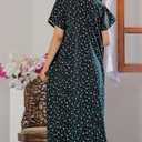 Mik & Misha Women's Cotton Printed Nighty/Night Gown Maxi Free Size (Dark Green)