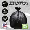 Top Knot Bags 45 Gallon Garbage Trash Bag 40X46" 1.5 Mil Black 100 Count Can Liner Bulk 40 Gallon 41 Gallon 42 Gallon 43 Gallon 44 Gallon Made in USA