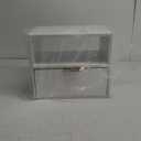 Modern Nightstand with Charging Station and LED Lights, White Bedside Table with Drawer, Fluted Side Table for Living Room, Bedroom