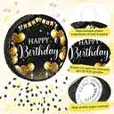 Sinmoe Birthday Piata with Stick Blindfold and Confetti Large Piata for Adult Men Women Birthday Party Supplies Decoration Wedding Anniversary(Black and Gold)