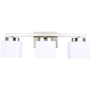 3 Light Bathroom Vanity Light Over Mirror, Modern Brushed Nickel Vanity Lights with Milky Glass Shade, 23 inches Vanity Lighting Fixtures for Bathroom Lighting