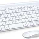 Wireless Keyboard and Mouse Ultra Slim Combo, TopMate 2.4G Silent Compact USB 2400DPI Mouse and Scissor Switch Keyboard Set with Cover, Batteries Included, for PC/Laptop/Windows/Mac - White