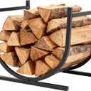 DUMOS 17 Inch Firewood Rack Holder, Heavy Duty Fire Logs Holder for Indoor Fireplace, Outdoor Metal Fire Wood Log Pile Storage Stacker Organizer, Patio Logs Stand Tool, Black
