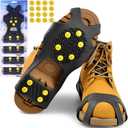 Sfee Ice Cleats for Boots Shoes, Snow Grips Cleats for Ice and Snow Anti-Slip Rubber Traction Cleats for Walking on Snow and Ice 10 Steel Studs Crampons for Hiking, Walking, Climbing, Jogging (M(Women(7-10)/Men(5-8)), Black