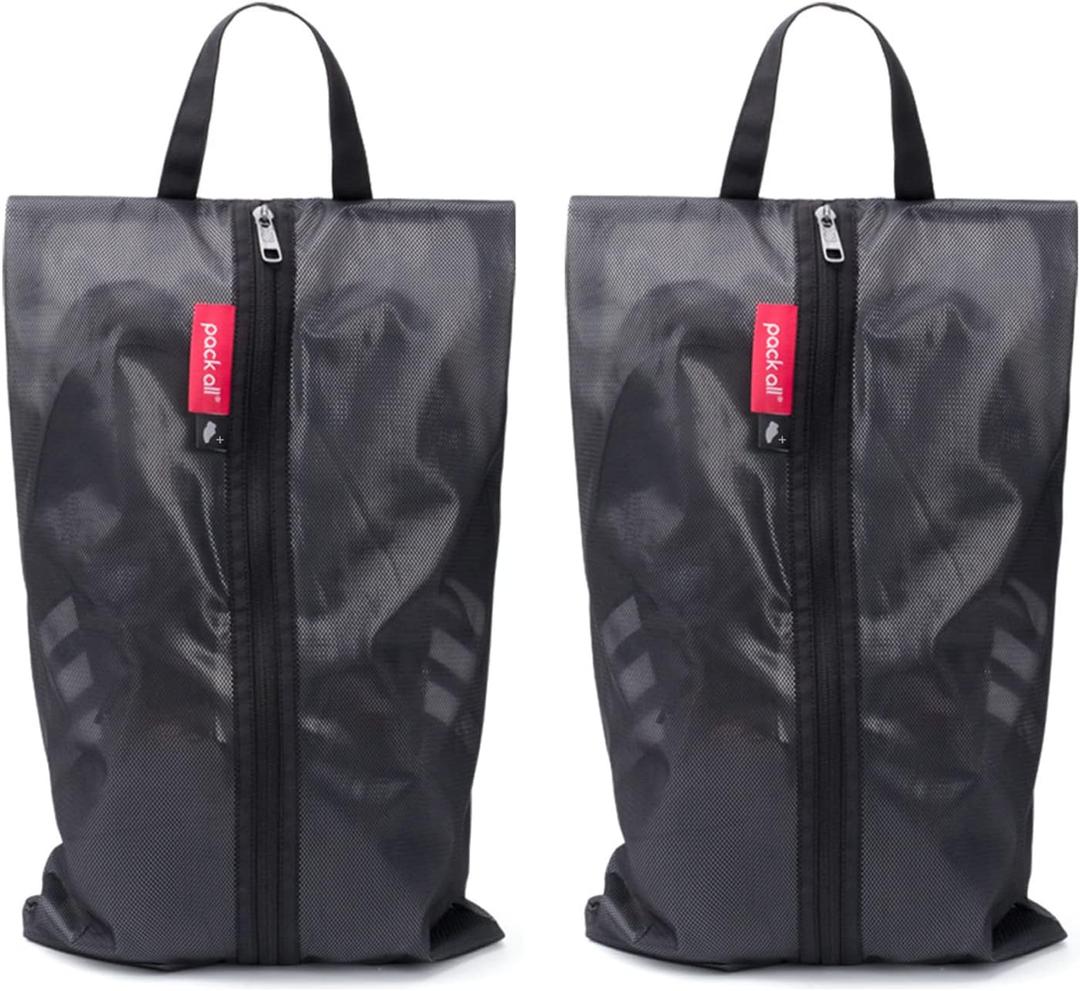 pack all Plus-Sized Shoe Bag for Travel, Water-Resistant Shoe Pouch for Gym, Odor-Resistant Soccer Cleats Bag for Sport (Black, 2-Pack) pack all Plus-Sized Shoe Bag for Travel, Water-Resistant Shoe Pouch for Gym, Odor-Resistant Soccer Cleats Bag for Sport (Black, 2-Pack)
