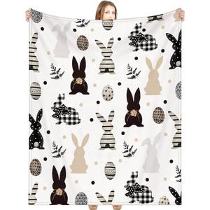 50 x 60'' Soft Cozy Flannel Throw Blanket Cute Bunny Blanket for Couch Bed Sofa Retro Rabbit Soft Flannel Throw for Teacher Women Mothers Birthday Gifts(Classic)