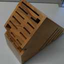 Teak Wood Knife Block Holder without Knives, 20 Slot Large Universal Wooden Knife Block Organizer with Wide Slots and Secure Stand, Countertop Butcher Block for Kitchen Storage