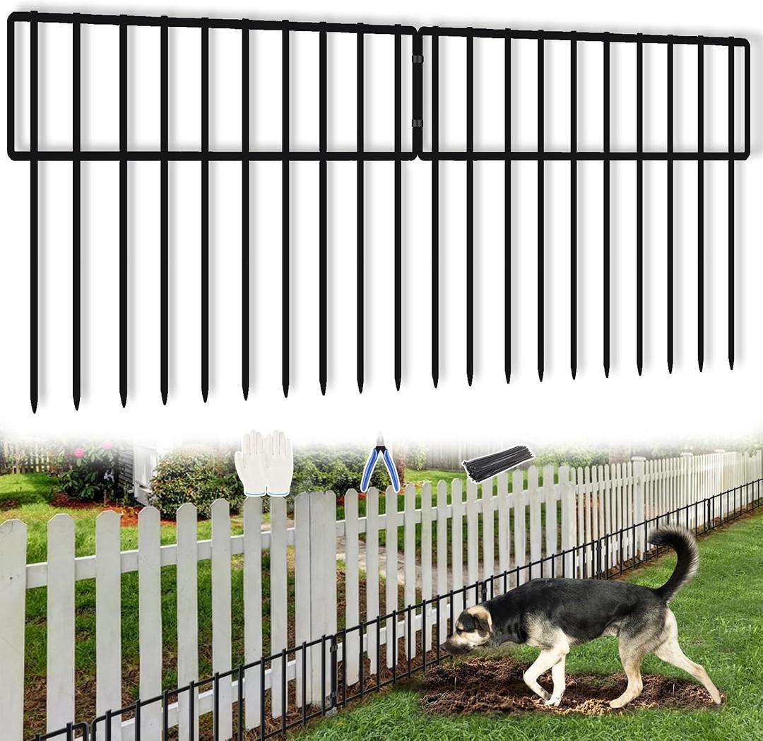 KYATE Animal Barrier Fence, 25 Panels Dog No Digging Fence Barrier, Rabbit Ground Defense Blockers, Rustproof Metal Fence Border for Outdoor Garden Landscape Patio